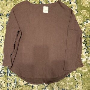 Free People Latte Blues Long Sleeve Thermal Top NWT